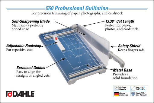 DAHLE 560 13" Professional Guillotine Trimmer with Protective Guard