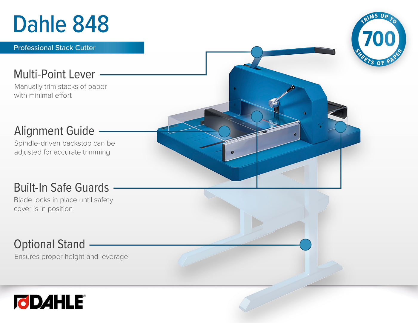 DAHLE 848 18 5/8" Heavy Duty Stack Cutter with Optional Stand