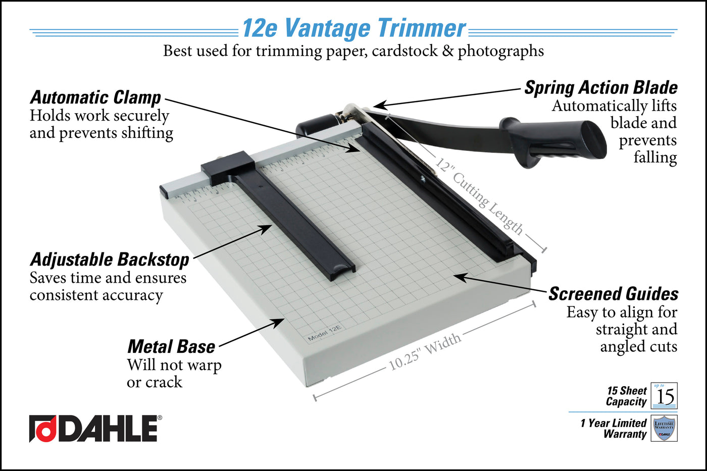 DAHLE Vantage 12e 12" Guillotine Paper Trimmer