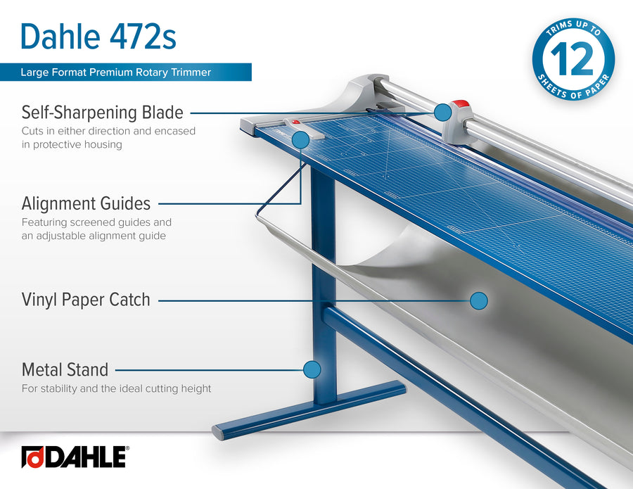 DAHLE 472s 72" Premium Rotary Trimmer with Stand