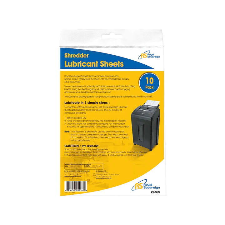 ROYAL SOVEREIGN RS-SLS, Shredder Lubricant Sheets (10 pack)